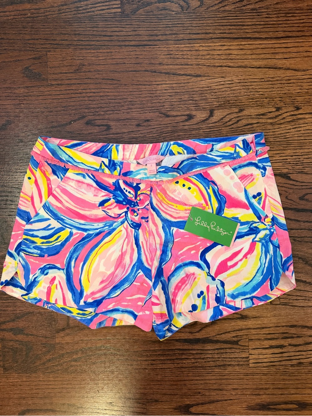 Lilly Pulitzer Pink Blue Yellow Floral Print Women’s Shorts